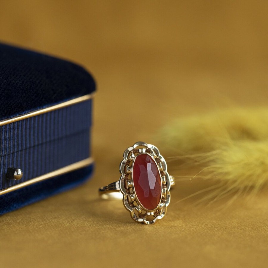 Jewelry vintage Rings With Gemstone | Gold Ring With Carnelian 14 Krt