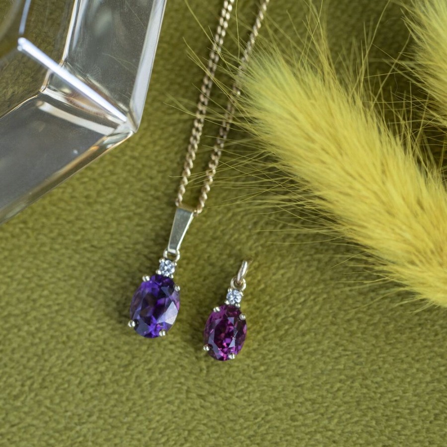 Jewelry vintage Golden Pendants | Grace Hanger L 14 Krt - Violet