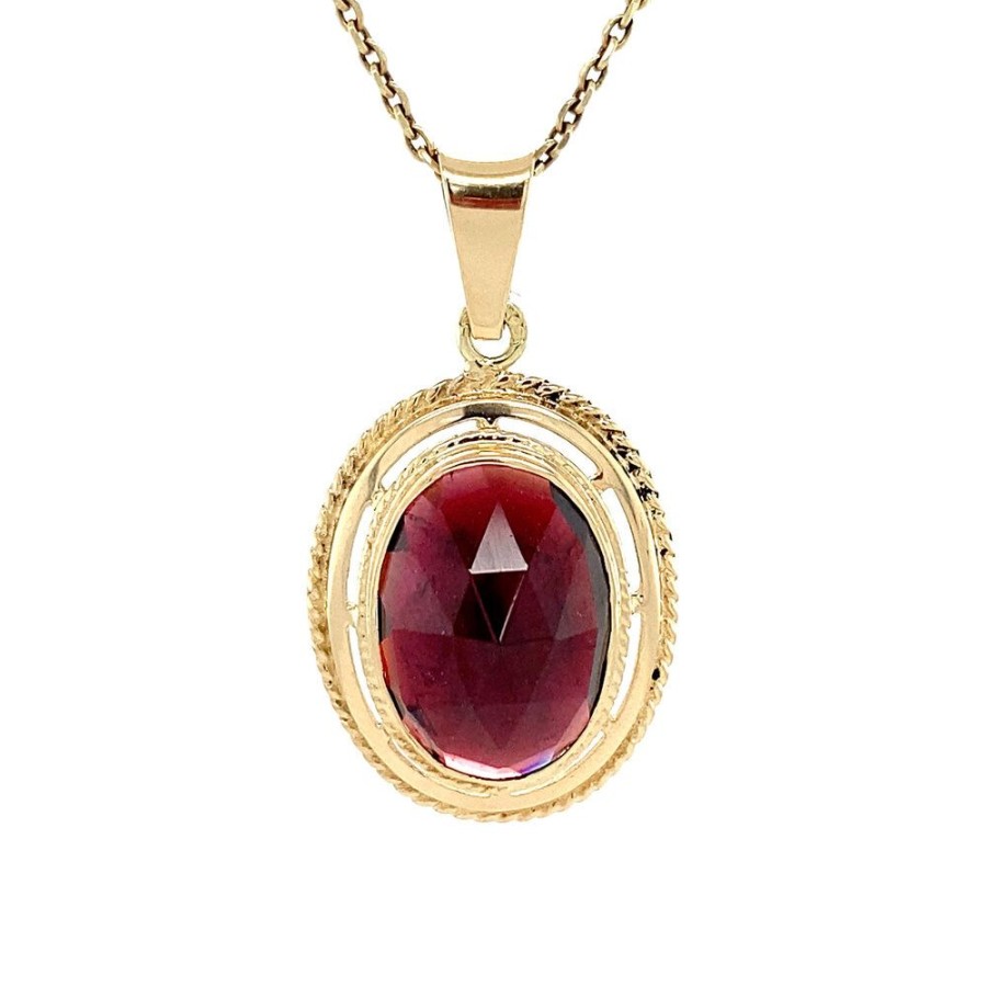 Jewelry vintage Pendant With Gemstone | Gold Pendant With Garnet 14 Krt