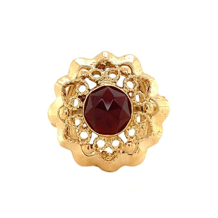 Jewelry vintage Rings With Gemstone | Gold Ring With Garnet 14 Krt