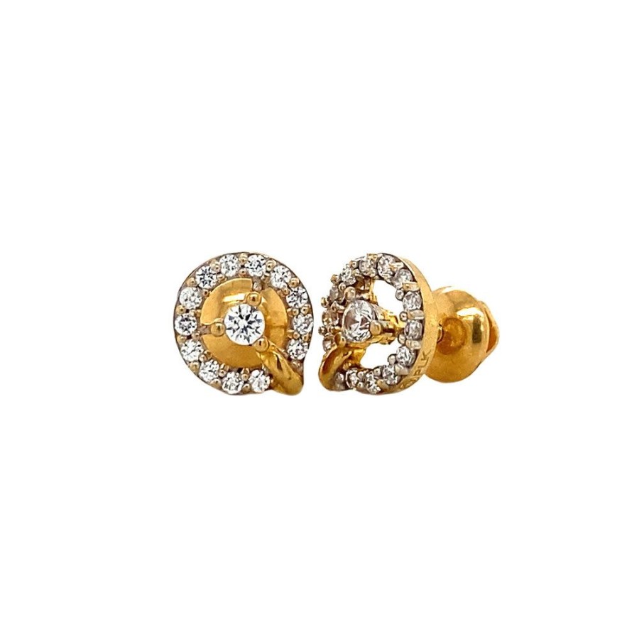 Jewelry vintage Earrings With Gemstone | Gold Ear Studs With Zirconia 22 Crt