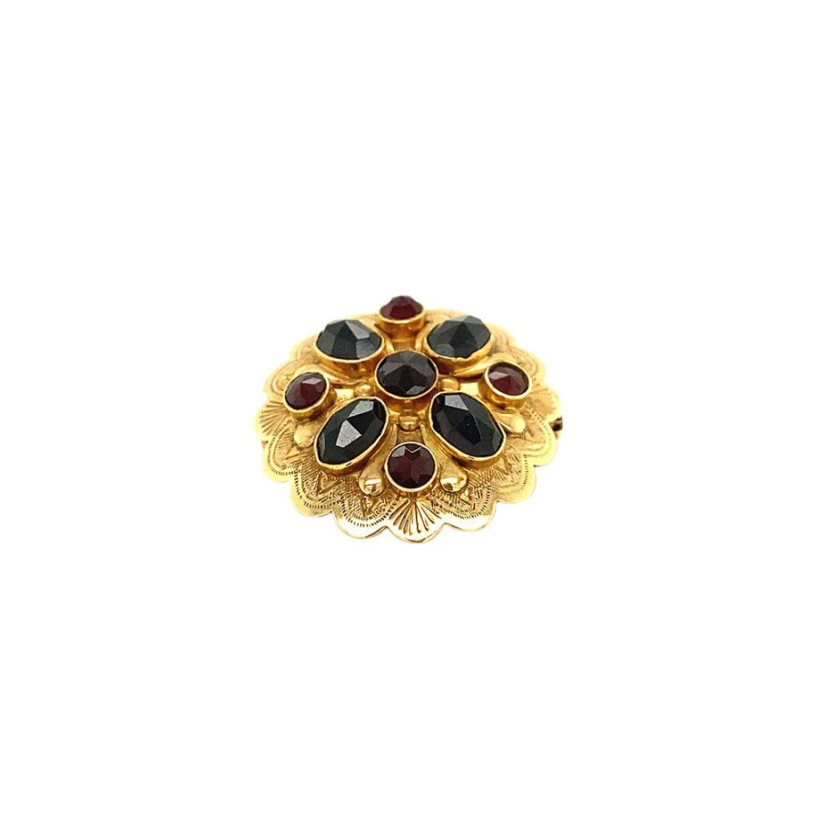 Jewelry vintage Brooches | Gold Brooch With Garnet 14 Krt