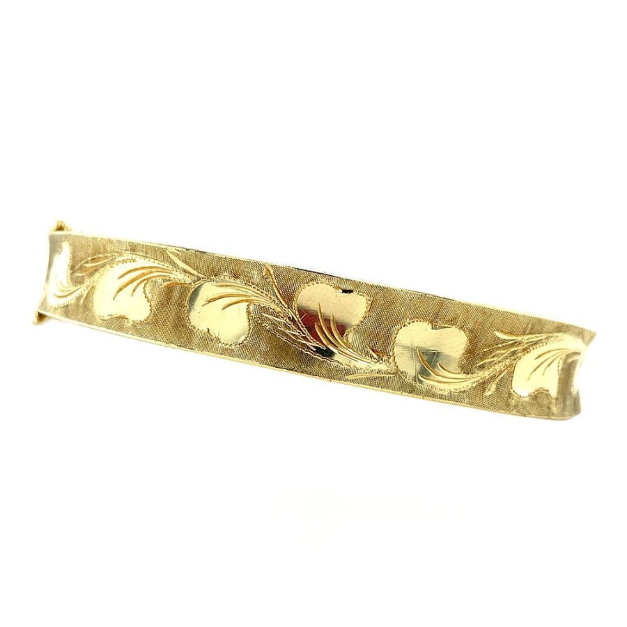 Jewelry vintage Golden Bracelets | Gold Bangle With Engraving 14 Krt