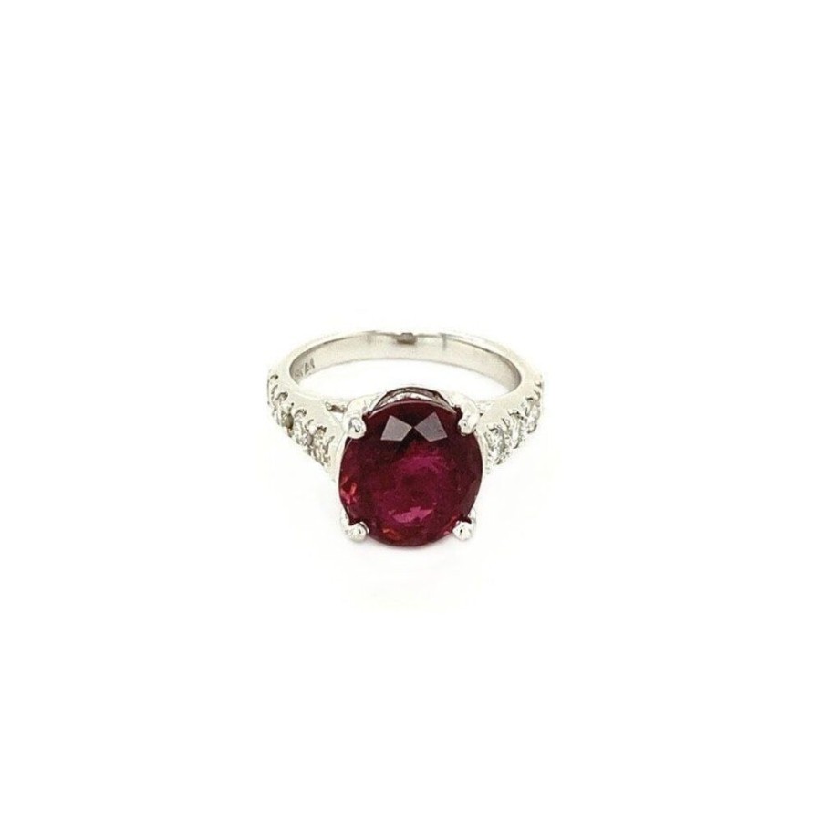 Jewelry vintage Rings With Gemstone | White Gold Ring With Pink Tourmaline And Diamond 18 Krt