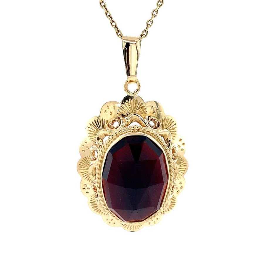 Jewelry vintage Golden Pendants | Gold Pendant With Garnet 14 Krt