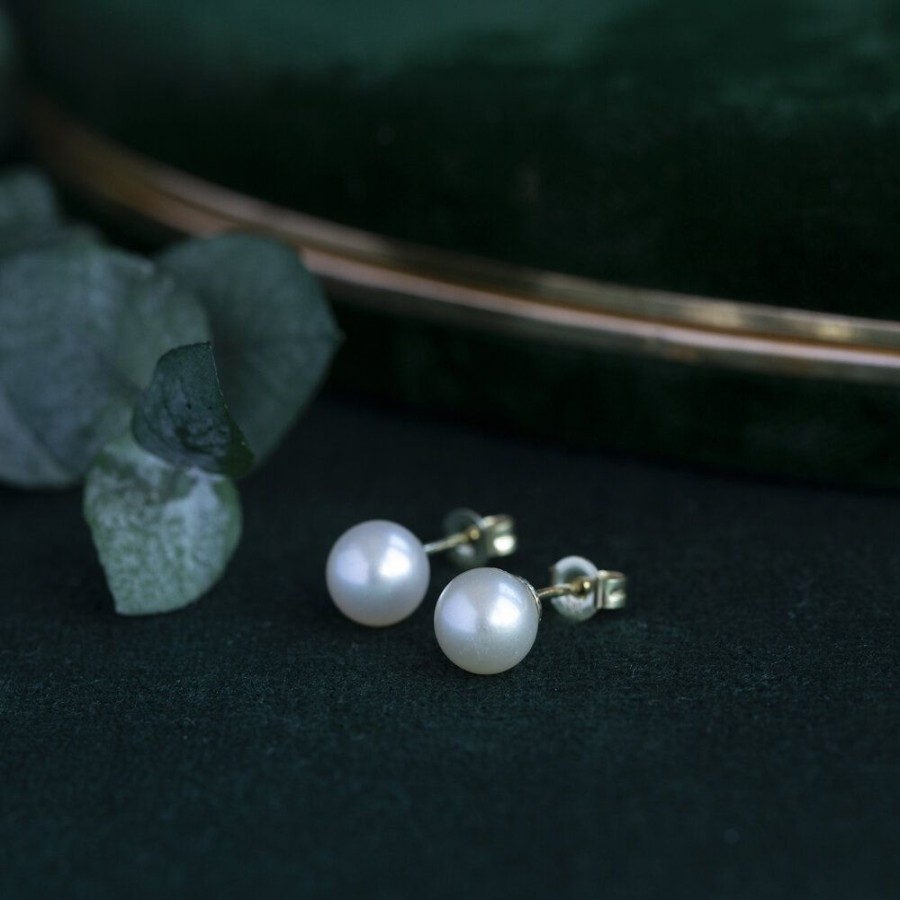 Jewelry vintage Earrings With Gemstone | Gold Ear Studs Pearl 14 Krt