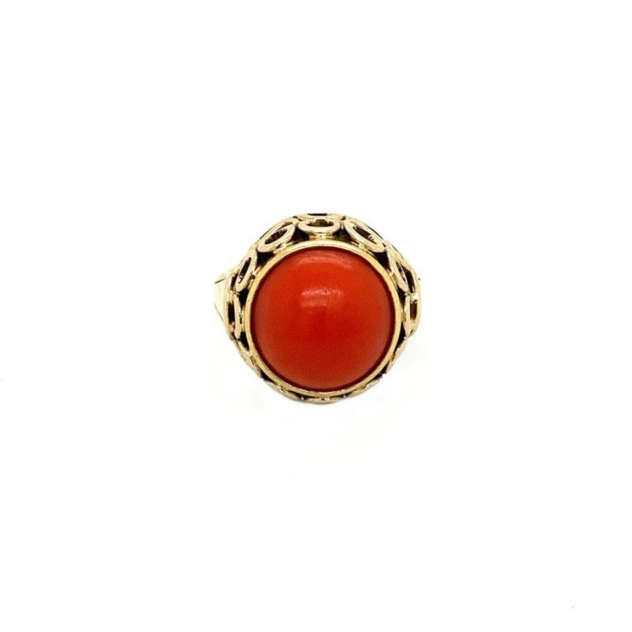 Jewelry vintage Rings With Gemstone | Ring With Red Coral 12 Krt