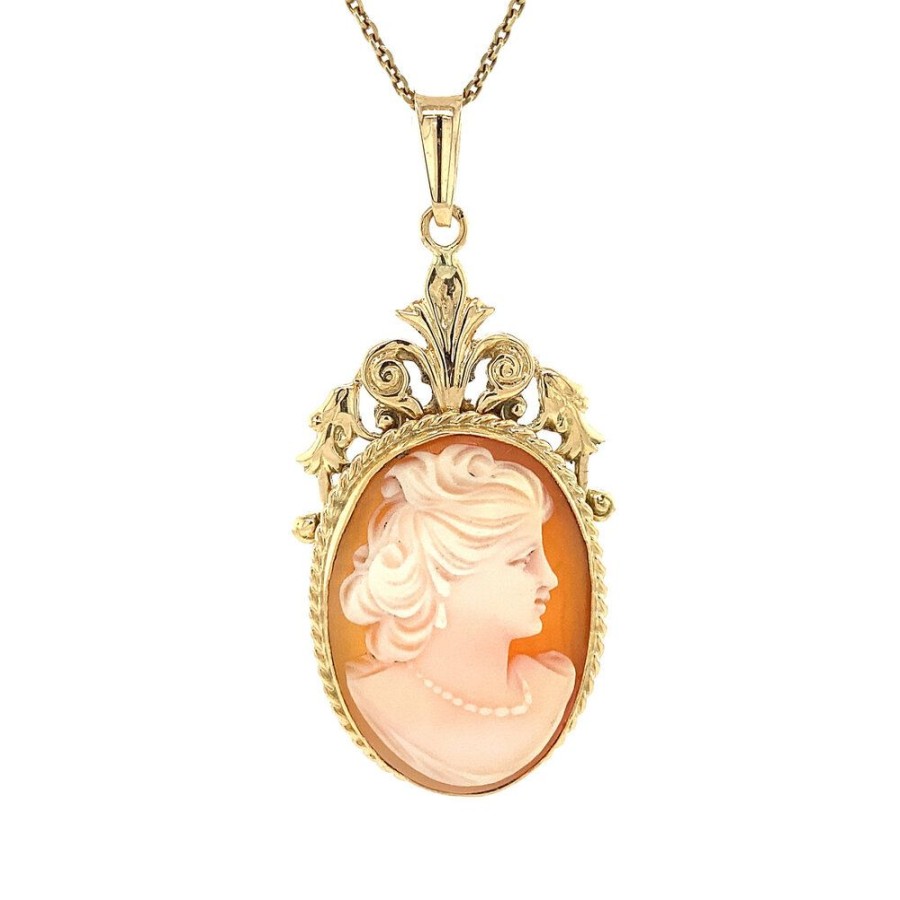 Jewelry vintage Pendant With Gemstone | Gold Pendant With Cameo 14 Krt