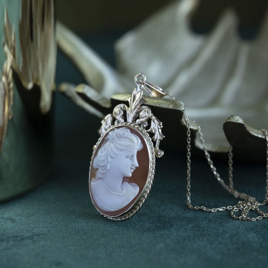 Jewelry vintage Pendant With Gemstone | Gold Pendant With Cameo 14 Krt