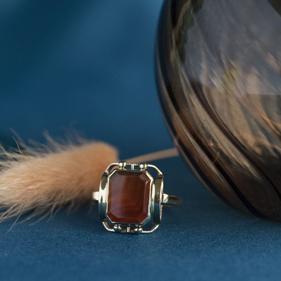 Jewelry vintage Rings With Gemstone | Ring With Stripe Agate 12 Krt