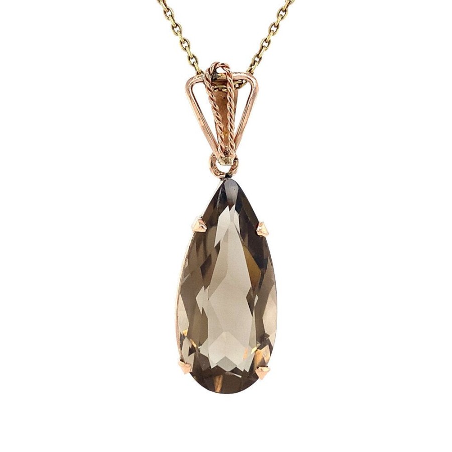 Jewelry vintage Golden Pendants | Gold Pendant With Smoky Quartz 14 Krt