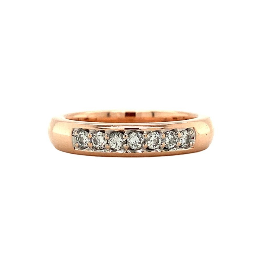 Jewelry vintage Diamond Rings | Rose Gold Row Ring With Diamonds 14 Krt