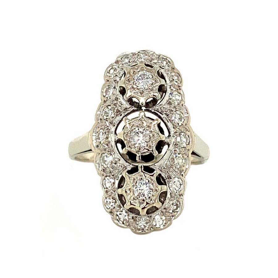 Jewelry vintage Diamond Rings | White Gold Princess Ring With Diamonds 14 Krt