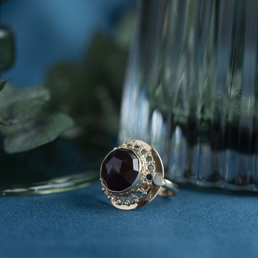 Jewelry vintage Rings With Gemstone | Gold Ring With Garnet 14 Krt