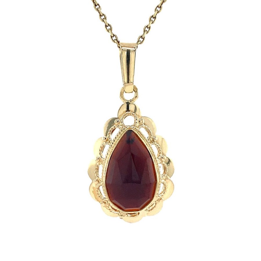 Jewelry vintage Golden Pendants | Gold Pendant With Garnet 14 Krt