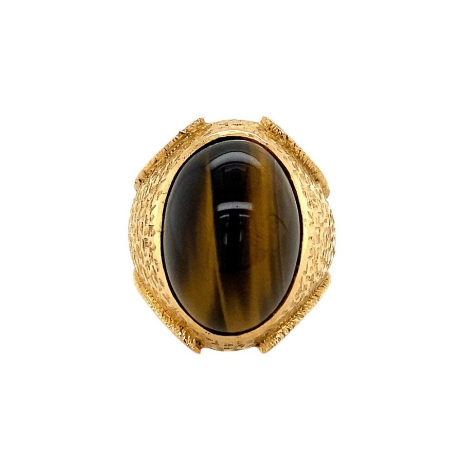 Jewelry vintage Rings With Gemstone | Gold Ring With Tiger'S Eye 20 Krt