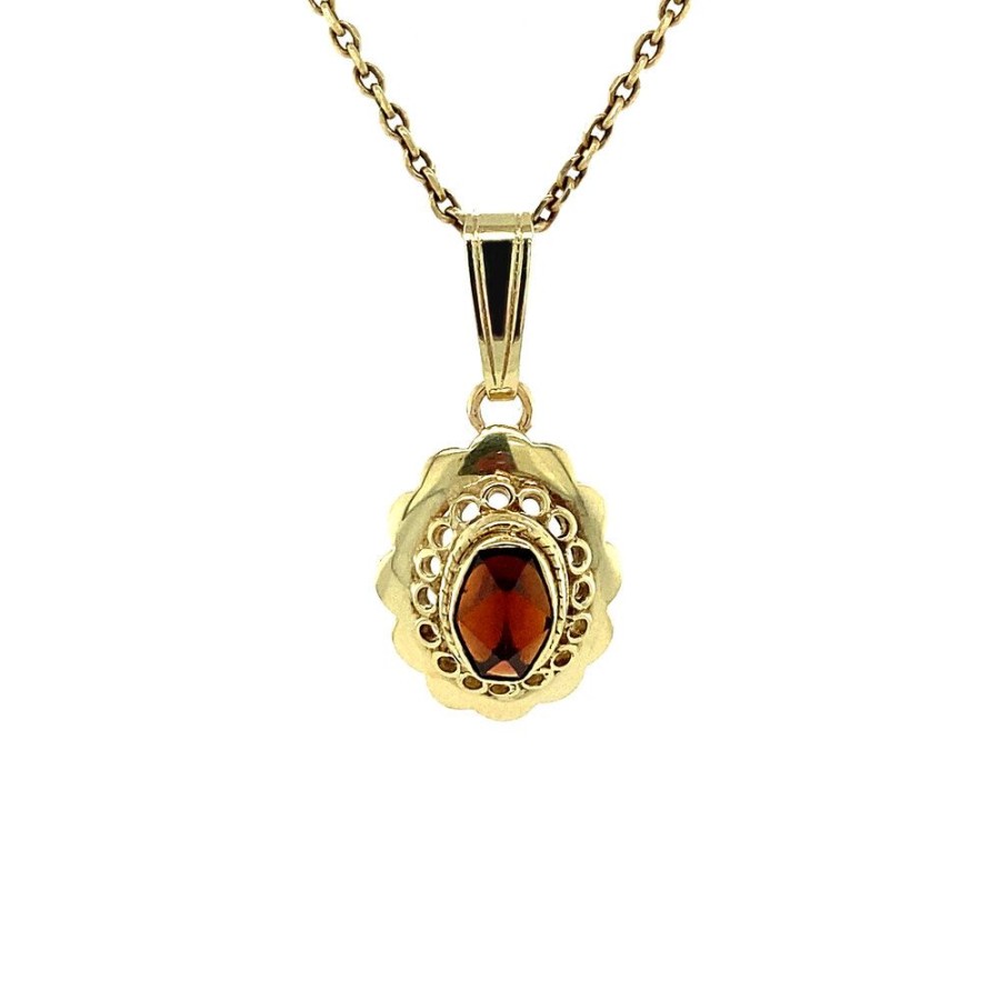 Jewelry vintage Pendant With Gemstone | Gold Pendant With Garnet 14 Krt