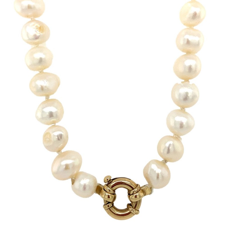 Jewelry vintage Necklaces With Gemstone | Pearl Necklace With Gold Clasp 47 Cm 14 Krt