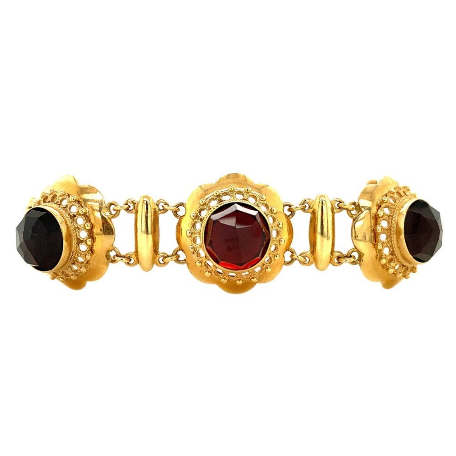 Jewelry vintage Bracelets With Gemstone | Gold Bracelet With Garnet 14 Krt