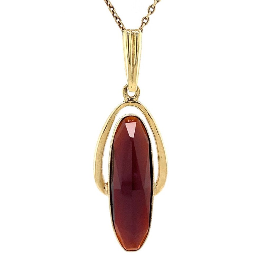 Jewelry vintage Pendant With Gemstone | Gold Pendant With Garnet 14 Krt