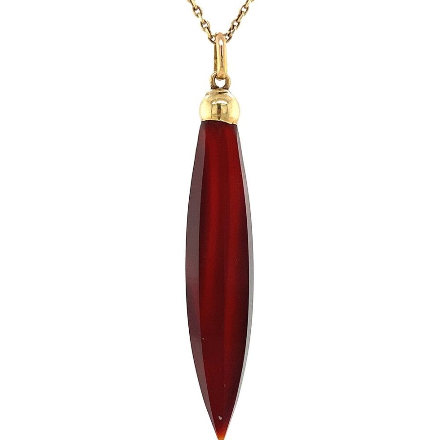 Jewelry vintage Pendant With Gemstone | Gold Pendant With Carnelian 14 Krt