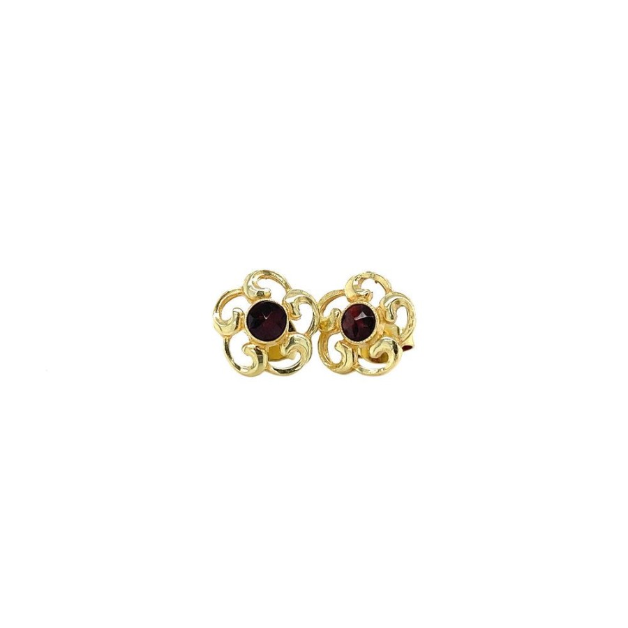 Jewelry vintage Earrings With Gemstone | Gold Earrings With Garnet 14 Krt