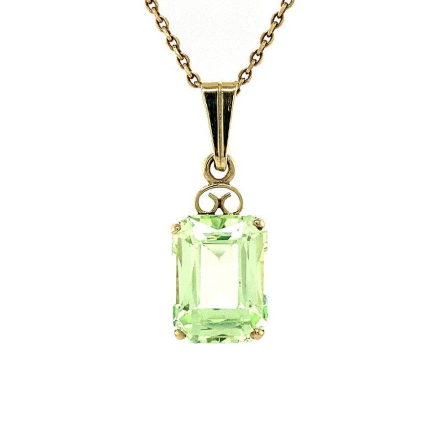 Jewelry vintage Pendant With Gemstone | Gold Pendant With Green Spinel 14 Krt