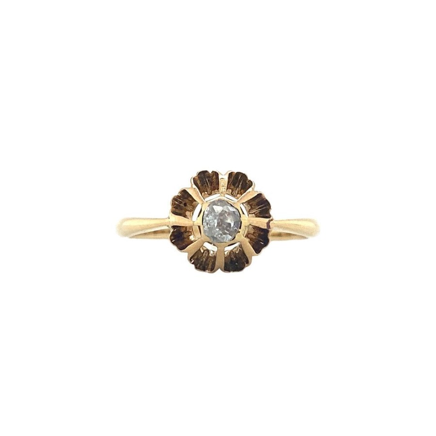 Jewelry vintage Diamond Rings | Gouden Ring Met Roosdiamant 14 Krt