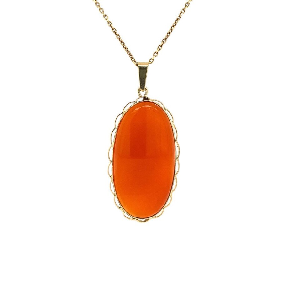 Jewelry vintage Golden Pendants | Gold Pendant With Carnelian 14 Krt