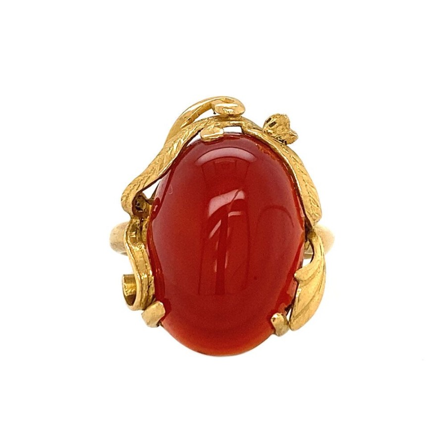 Jewelry vintage Rings With Gemstone | Gold Ring With Carnelian 20 Krt