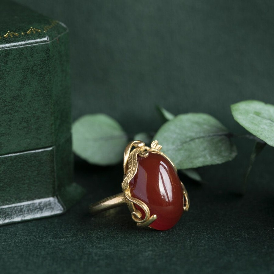 Jewelry vintage Rings With Gemstone | Gold Ring With Carnelian 20 Krt