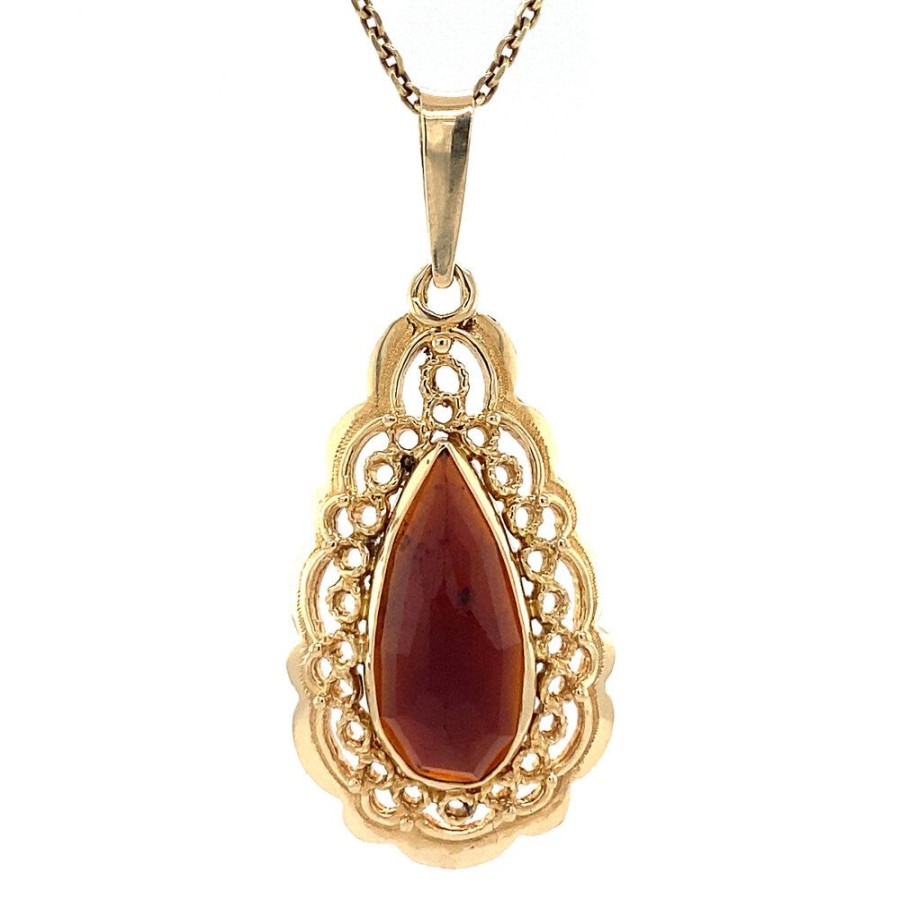 Jewelry vintage Pendant With Gemstone | Gold Pendant With Garnet 14 Krt