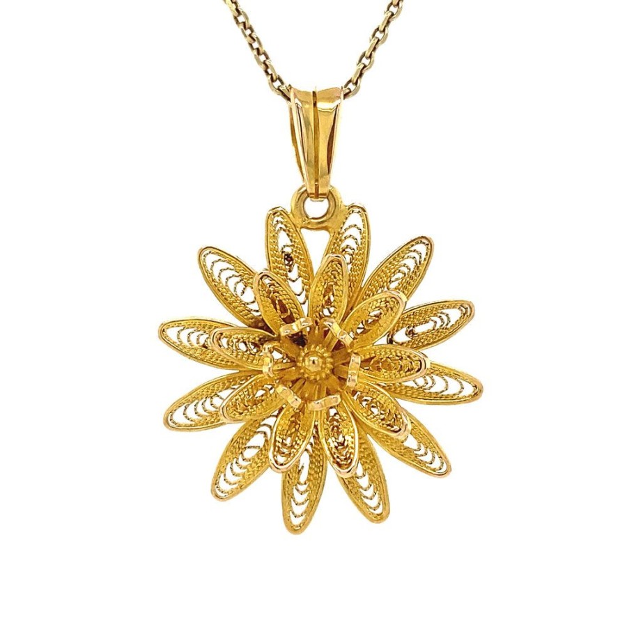 Jewelry vintage Golden Pendants | Gold Filigree Pendant 14 Krt