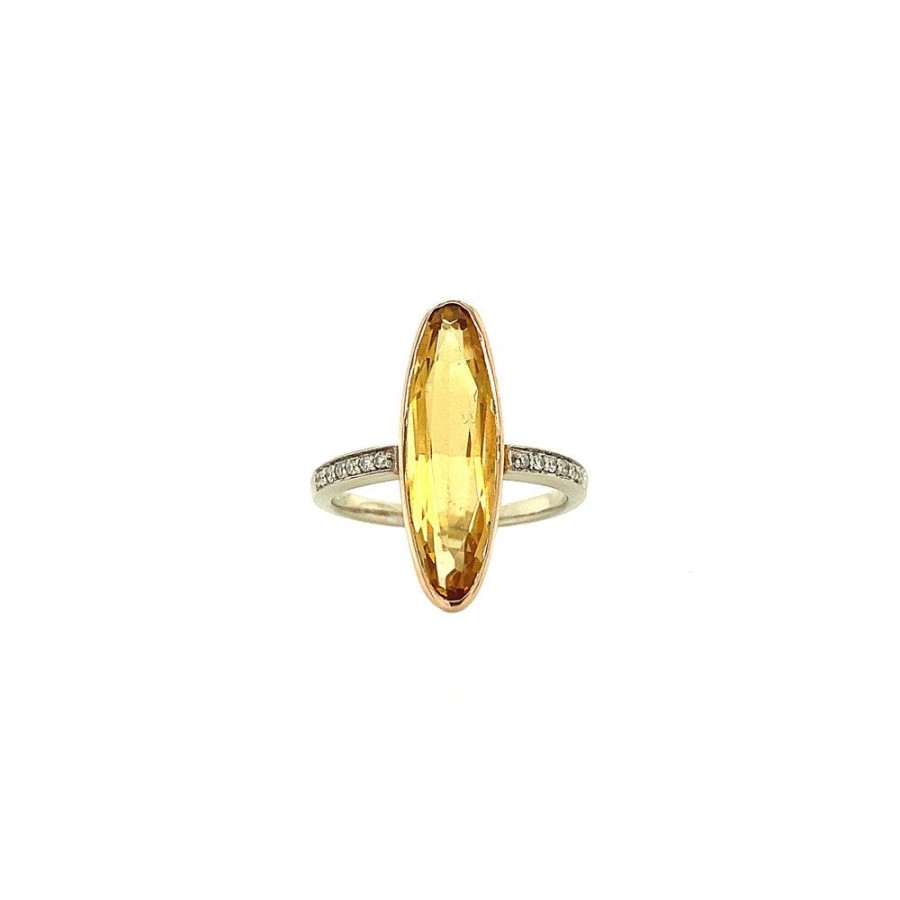 Jewelry vintage Rings With Gemstone | Gold Ring With Citrine And Diamond 14 Crt